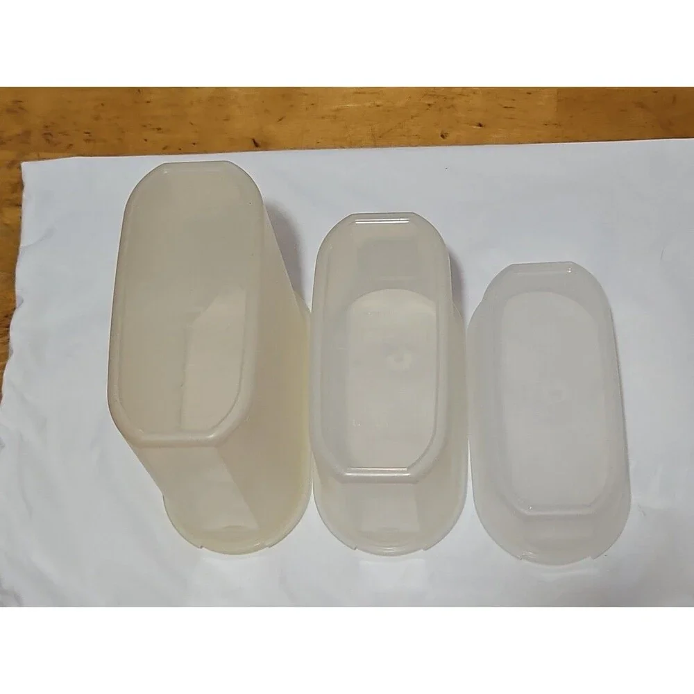 Set of 3 Vintage Tupperware Modular Mates  1613, 1612, 1611 Sz 1,2 & 3 W Red Lid
